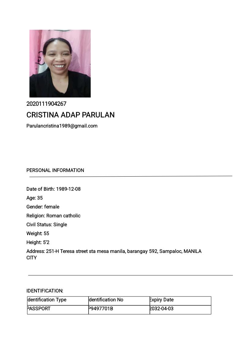 CRISTINA ADAP PARULAN